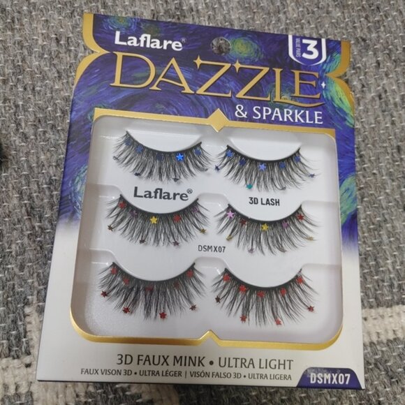 LaFlare Dazzle  Sparkle rainbow stars faux mink lashes 2 boxes - Picture 3 of 6